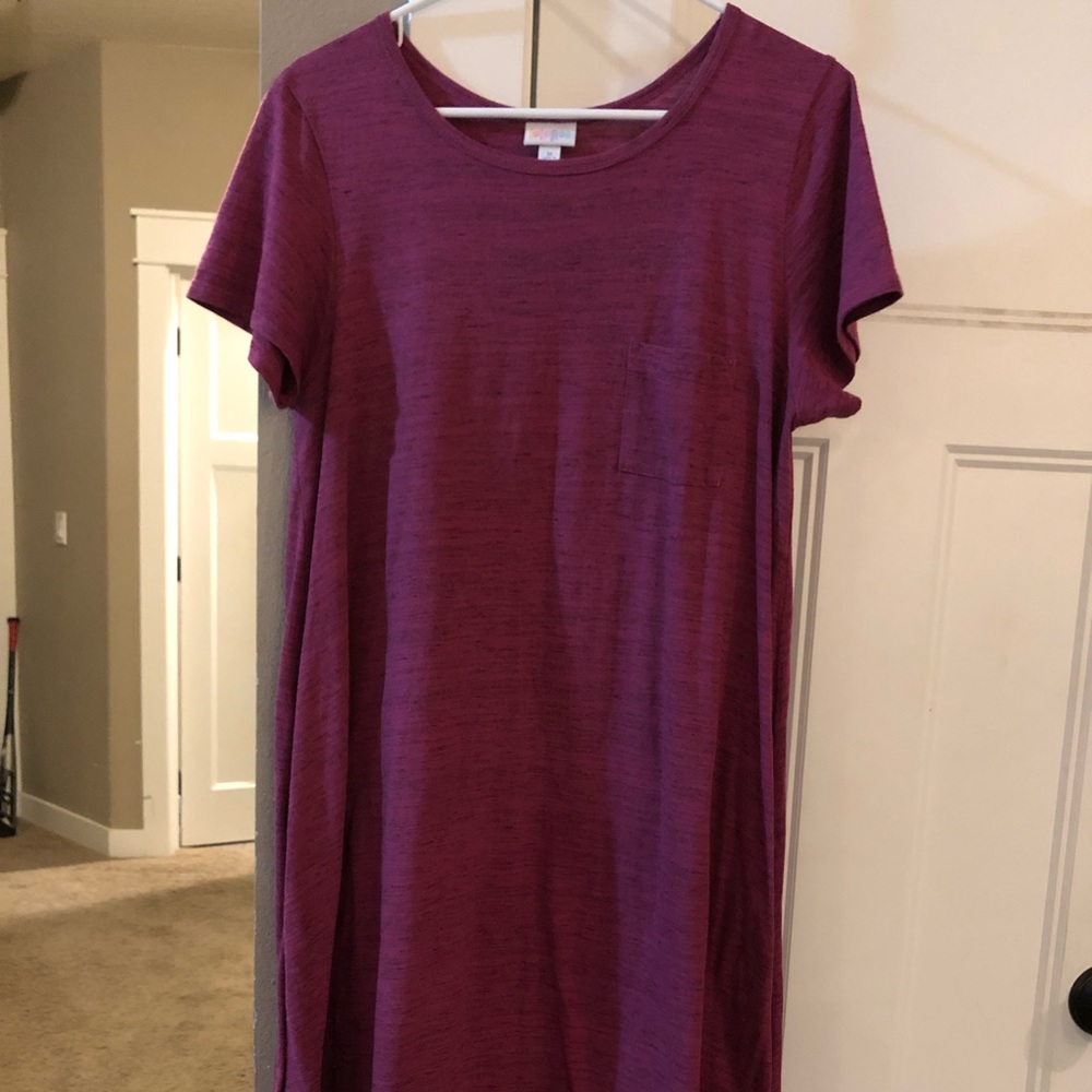 LulaRoe Fuchsia Pink Carly Dress, Size Medium